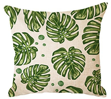 Violetpos Kissenhülle Deko Sofa Zierkissenbezug Auto Zierkissenbezüge Kissenbezüge Kopfkissen Kissen Tropische Blätter Palmblatt Palme Monstera Hawaii Luau Jungle 50 x 50 cm