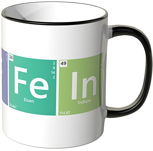 JUNIWORDS Tasse - Wähle eine Farbe - Periodensystem Koffein - Schwarz