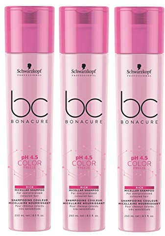 Schwarzkopf Ph 4,5 Color Freeze pflegendes micellares Shampoo 250 ml — 3 Stück ,Aprikosenöl