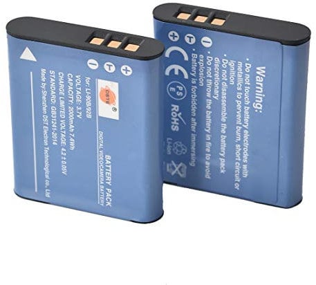 DSTE GL168A2 2-piece battery set LI-90B battery compatible with Olympus SH-1 SH-2 SH-50 iHS SH-60 SP-100 Tough TG-1 Tough TG-2,Red