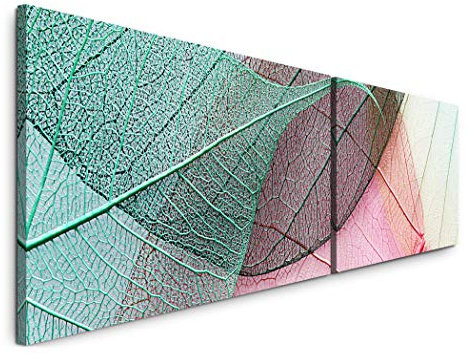 Paul Sinus Art Blätter 180x50cm - 2 Wandbilder je 50x90cm - Kunstdrucke - Wandbild - Leinwandbilder fertig auf Rahmen