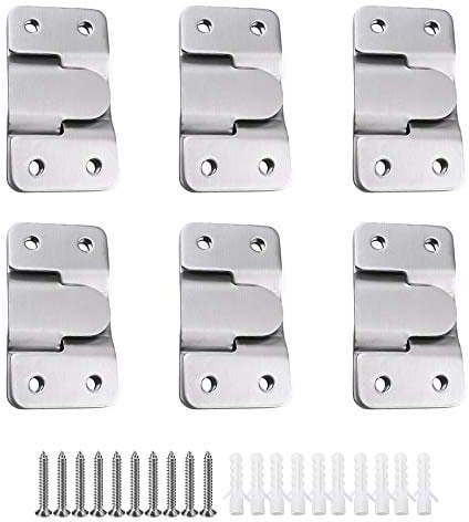 MZMing 6 Coppie [12 Pacco] Staffa di Montaggio Nascosta Fibbia ad Incastro Hardware per Montaggio a Parete Acciaio Inossidabile per Appendere Immagini Specchi Cornici o Testiere, ecc.