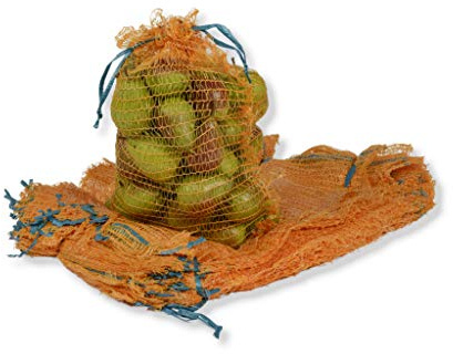 AGRI plus Lot de 100 sacs à pommes de terre jaune doré avec cordon de serrage I 43 x 60 cm I Différentes tailles I Sacs Raschel à grosses mailles avec volume de 12,5 kg I Sacs de rangement pour