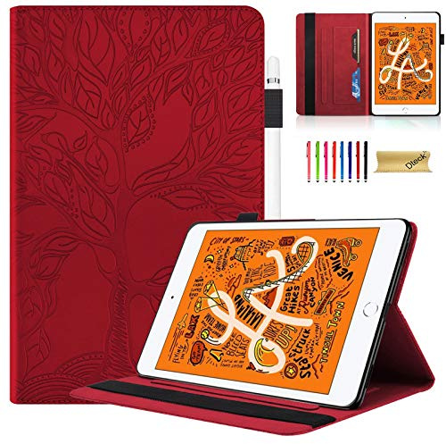 Dteck Funda para iPad mini de 5ª/4ª generación, iPad mini 3/2/1 de 7.9 pulgadas, [patrón de árbol en relieve], funda protectora de piel inteligente con función de encendido automático y ángulo de