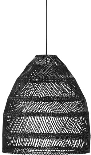 PR Home of Scandinavia Hängelampe Maja Outdoor IP44, Schwarz, Rattan, 45 cm, E27-Fassung, Inklusive 2,5 m Kabel mit Stecker - Stilvolle Beleuchtung für Außenbereiche