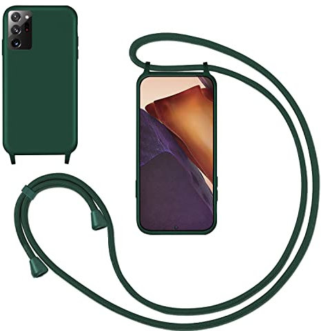 GoodcAcy Handykette Handyhülle für Samsung Galaxy Note 20 Ultra,Smartphone Necklace Hülle mit Band Schutzhülle mit Kette zum umhängen Halskette Flüssig Silikon Case für Galaxy Note 20 Ultra,Grün