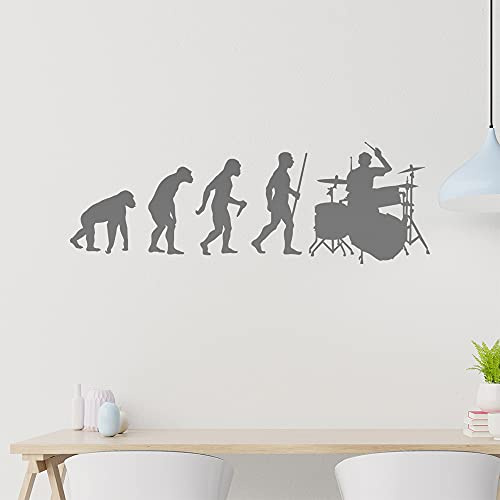 Evolution Schlagzeuger Wandtattoo Wandaufkleber Wall Sticker - Dekoration, Küche, Wohnzimmer, Schlafzimmer, Badezimmer