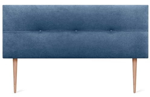DHOME Cabecero de Polipiel o Tela AQUALINE Pro cabeceros Cabezal tapizado Cama Lujo (Tela Azul, 135x105cm con Patas (Camas 120/135/140))