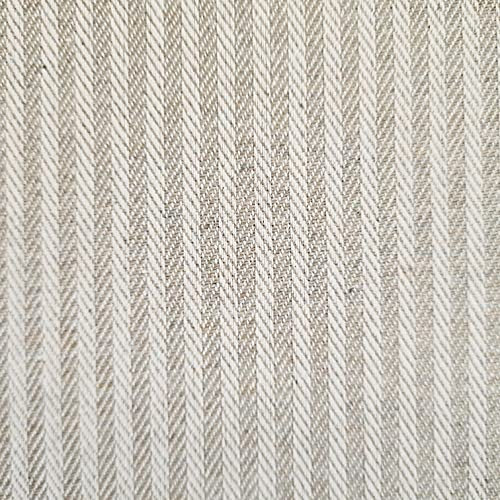 Stoff Meterware Baumwolle Streifen gestreift beige ecru Fischgrat durchgewebt 3 mm Kleiderstoff Vorhangstoff