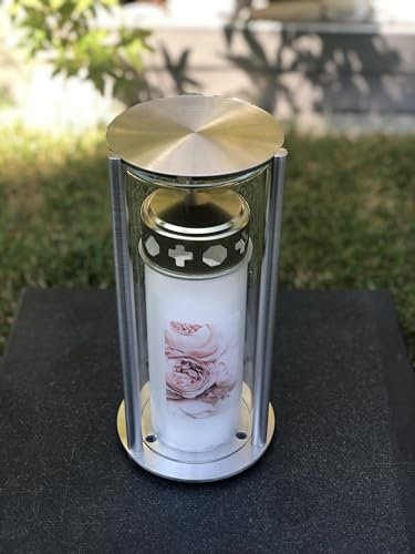 Grablaterne Grablampe Grablicht Edelstahl Grableuchte Modern Kerzenhalter