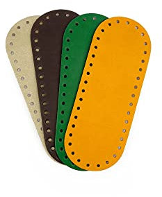 Fondi per Borse Uncinetto in Pelle ed Ecopelle Ideali per Creare Una Borsa a Uncinetto Artigianale con fettuccia per Uncinetto - Misura: 21x8 Lisci Verdi