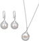 Huacan Schmuck Set Damen 925 Sterling Silber Ohrringe mit Perlen Anhänger Spiral Ohrgehänge Halskette Schmuckset Süßwasser Perle Pendant Funkeln Zirkon Geschenke Für Braut Brautjungfer