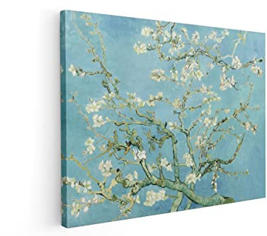 BkStuff Quadro stampa su tela canvas Quadro opere di Vincent Van Gogh Paesaggio da appendere Arredamento Soggiorno (50x60cm, Il Mandorlo in fiore, Vincent Van Gogh)