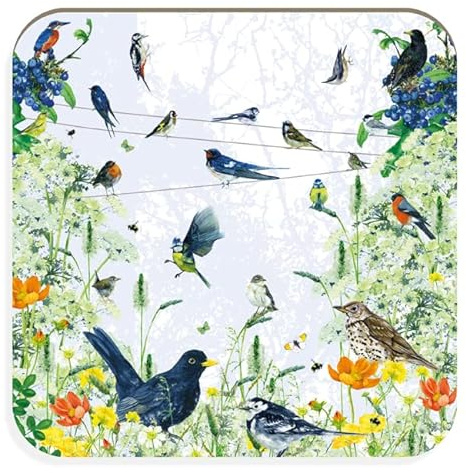 British Garden Wild Birds & Wildflowers Bird Themed Tuppence A Bag Coaster Gift TBCTR07