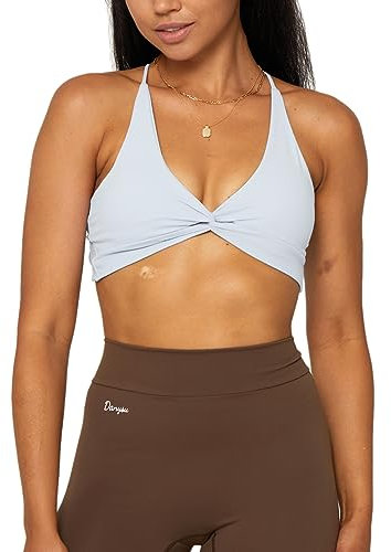 Danysu Womens Strappy Sport Bra Backless Sports Bra Open Back Workout Top Light Support Cute Gym Clothes Twirl Front Princess White S