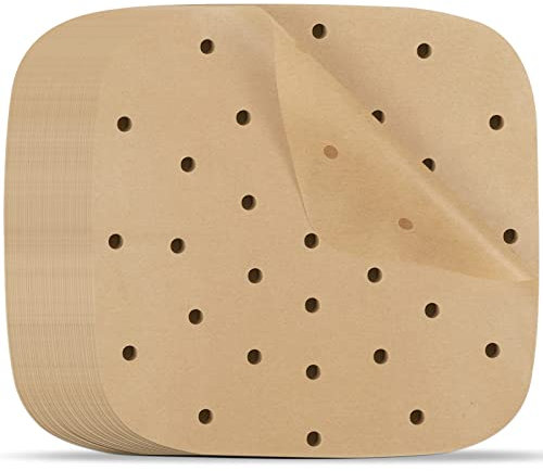 Backpapier für Heißluftfritteuse Eckig, Diealles Shine 200 Stück 21.5CM Perforiertes Backpapier, Antihaft Luftfritteuse Pergamentpapier, Dampfgarer Papier für Luftfritteuse Kochen Dämpfen von Dessert