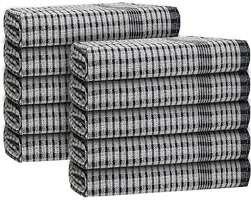 Casabella Wonder Dry Tea Towels for Kitchen,100% Cotton 50x70 cm Kitchen Towels Pack of 10 Dish Cloths for Washing up soft, Highly Absorbent & Thick Wash Cloths, Black Tea Towels Cleaning Cloth