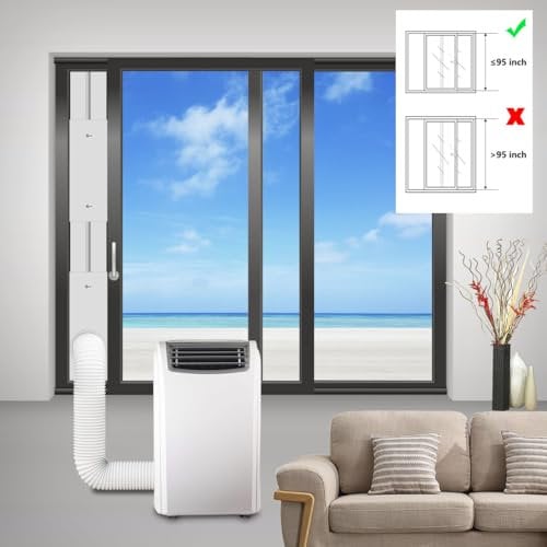 gulrear Sliding Door Air Conditioner Kit,2023 New Upgrade 6 plates Seamless Slot Style Portable Air Conditioner Sliding Door Vent Kit Max Adjustable Length 95 Inch, Suit for 5.9 Inch Exhaust Hose