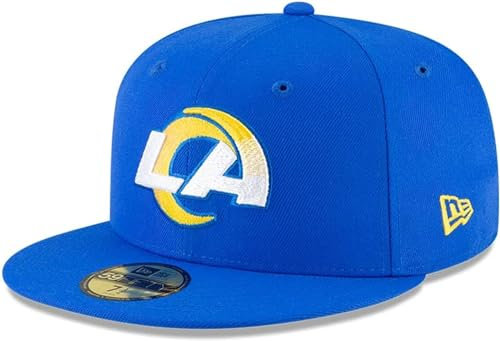 New Era NFL 59FIFTY Team Color Authentic Collection Fitted On Field Game Cap Hat (A1, Numeric, Numeric_7, Los Angeles Rams), Blau, 7