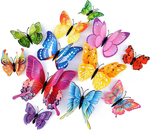 ZHAOMIMI 36 Stück 3D Schmetterlinge Deko Schmetterling Wandaufkleber Wanddeko Aufkleber Abziehbilder Abnehmbare Wandaufkleber Heimdeko Kinderzimmer Schlafzimmer Deko