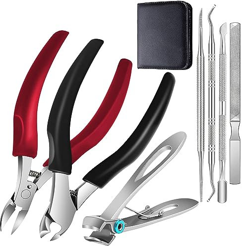 Profi Nagelknipser Set, Edelstahl Maniküre Nagelknipser, Scharf Nagelzange Fußnagelzange für Dicke & Eingewachsene Fußnägel,7 Pcs Pediküre Set Fussnägel Nagelschere mit Nagelfeile