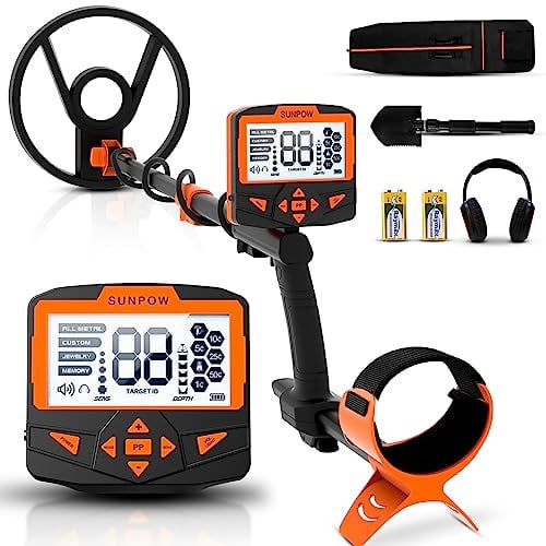 SUNPOW Metal Detector, Kit Rilevatore di Metal Detector Professionale a 5 Modalità con Maggiore Precisione, Profondità di Rilevamento da 11 Macchina Rilevatore Oro Impermeabile