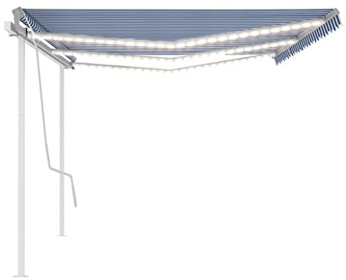 Tidyard Automatische Markise Sonnenmarkise Balkonmarkise Sonnenschutz Sichtschutz Standmarkise Markisenbespannung Balkon Terrassenmarkise Gelenkarmmarkise 600 x 350 cm (L x B) mit LED Windsensor