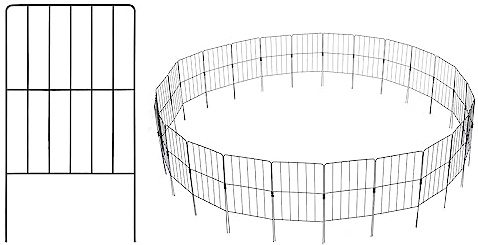 TANGZON Garden Fence, Rustproof Metal Wire Fencing Panel Border with 360° Rotatable Connectors, Decorative Animal Barrier Landscape Flower Edging (25 Pack, Total 27ft x 24in)