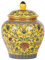 Handgefertigte Emaille-Ingwer-Vase, lebendige Farben, blaue und weiße Porzellan-Keramik, dekoratives Glas mit Deckel für Heimdekoration und Aufbewahrung (allgemeines Gelb)