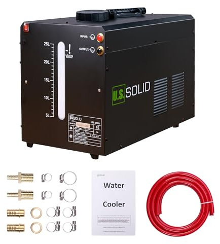 U.S. Solid Raffreddatore ad acqua 25L - Macchina di raffreddamento ad acqua per torcia di saldatura TIG - Sistema di dissipazione del calore a tunnel del vento TIG MIG Welder con finestra trasparente