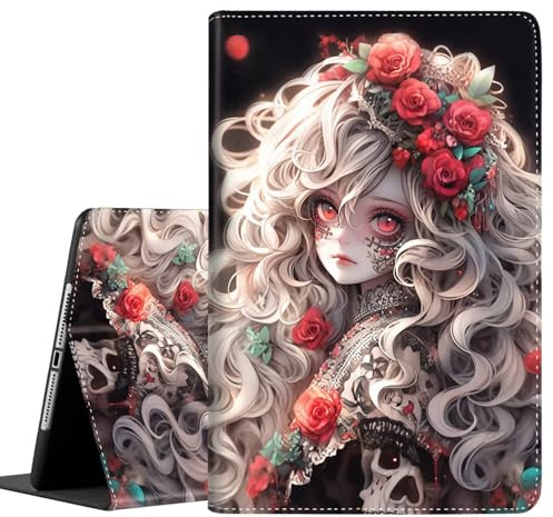 Case for iPad 10.2 Case 2021 iPad 9th Gen / 2020 iPad 8th Gen / 2019 iPad 7th Gen, Durable Shockproof Protective Cover for 10.2，Anime Girl Rose