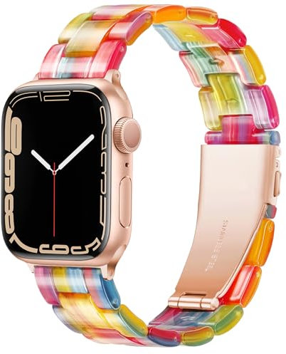 Vamyzji Kompatibel mit Apple Watch Armband 42mm(Series10) 41mm 40mm 38mm, Leichtes Wasserfestes Harz Verstellbares Ersatzband für Apple Watch Series 10 9 8 7 6 5 4 3 2 1 SE, Damen/Herren