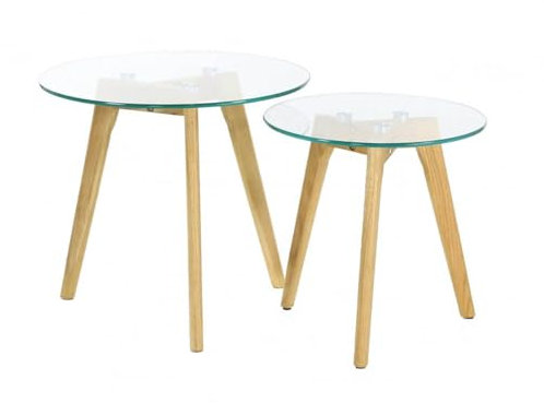 C L'AFFAIRE Lot de 2 Tables Gigognes Rondes Verre Trempé