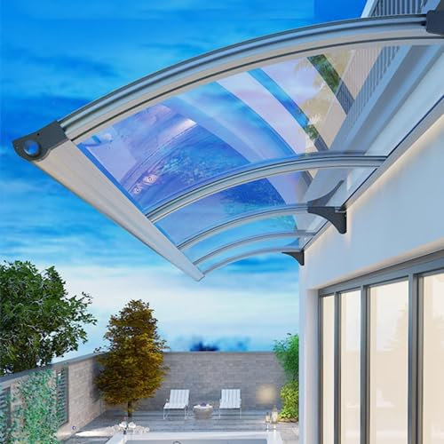 Türvordach Haustürvordach Pultvordach aus 2.5mm Dicke Transparentes Polycarbonat,Regenschutz Schallschutz Pultbogenvordach,Vordach für Eingangstür,65–150 cm Breite Optional (100x120cm/39 x47)
