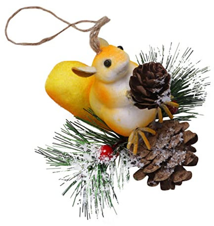 MAGICLULU Tannenzapfen Ornamente Tannenzapfen Weihnachtsdekor Statuendekor Thanksgiving-Baum-dekor Weihnachts-plüsch-Ornament Weihnachtsbaumschmuck Bambus Kleine Tiere Eichhörnchen