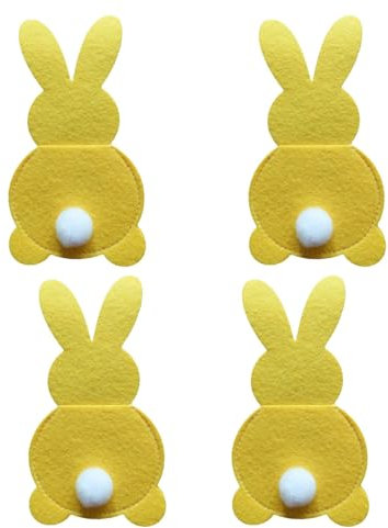 Oshhni 4 Piezas Porta Cubiertos, Bolsas para Cubiertos, Porta Cubiertos, Bolsa para Cubiertos, Organizador de Utensilios para Regalos de Cena, Amarillo, Individual