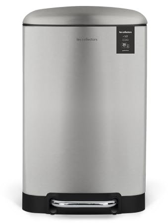 Les Collectors Papelera de cocina de pedal Acero inoxidable n°512, Capacidad 20L, Cubo interior extraíble, Acabado mate, Muy resistente, Cierre silencioso de la tapa