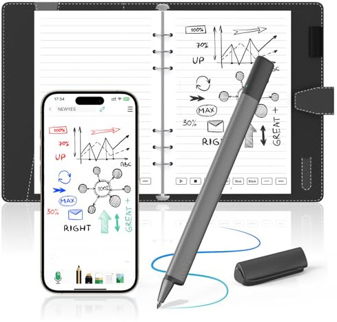 NEWYES SyncPen 4 Set Smart Digital Pen mit Smart Notebook & LCD Schreibtablett Bluetooth Wireless OCR Digital Pen für Studenten, Designer, Geschäftsmann, Notizen aufzeichnen, Bluetooth, Wireless, iOS