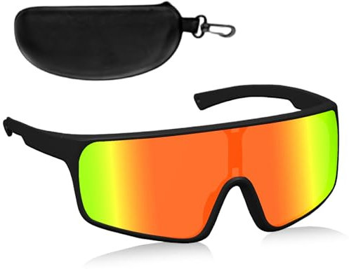 WIYETY Schnelle Brille Fahrradbrille Radsportbrill: Sport Sonnenbrille Radsportbrill mit Brillenetui Sportbrille Rennrad Brille, Polarisierte UV-Schutzbrille für Outdoorsport Laufen Klettern (Orange)