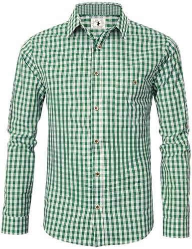 EIISSION Trachtenhemden Homme Vert German Wear Chemise de Costume Traditionnel pour Pantalon en Cuir Traditionnel Oktoberfest XL