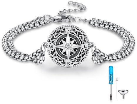Redsun Kompass Armband - 925 Sterling Silber Celtic Knot Vintage Amulett Schmuck für Herren & Damen