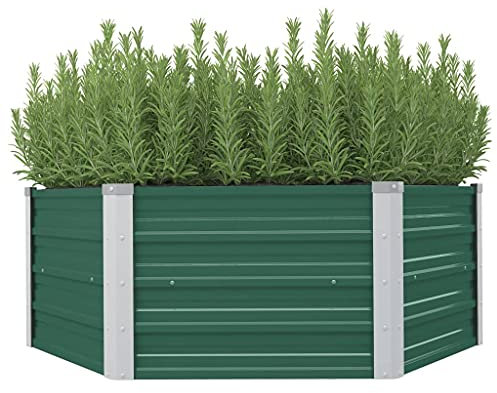 ZEYUAN Jardinière 129 x 129 x 46 cm cm Acier galvanisé Vert,Jardiniere sur Pieds,Bac avec Treillis,Jardiniere Terrasse