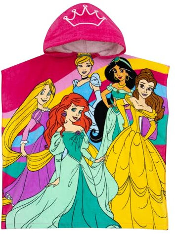 Disney Toalla Princesas Poncho Playa Niño | Cenicienta & Sirenita Ariel Toalla Playa Niña | Algodón Toalla Capucha Niño | Rosa Talla única