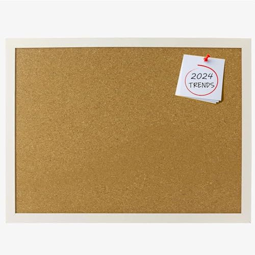 Pinnwand Korkwand mit Holz Rahmen Bulletin Board Memoboard für Zuhause, Büro, Café, Fotowand20*30cm,Weiß