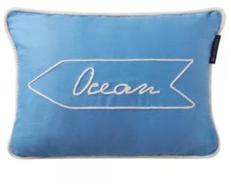 Lexington Sign Organic Cotton Twill 40x30 Pillow, Blue/White, 30x40