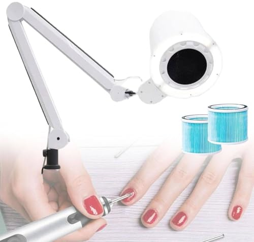 Nail Duster Collector,55w Nail Dust Fan Nail Cleaner for Manicure-4500k Nail Vacuum Cleaner Powerful Dust Extractor with LED Light