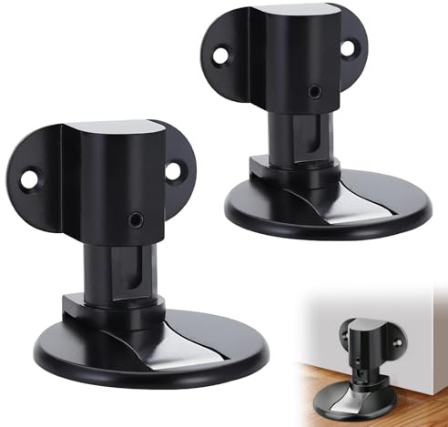 TenaLucy 2 Pièces Butee de Porte Magnetique, Montage Sans Perçage au Sol | Stop Porte Butoir de Portes Magnétique Invisible, Silencieux Stable en Métal Réglable avec Adhésif Vis Pour Intérieur (noir)