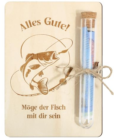BOFUNX Geldgeschenke Verpackung für Angler Geschenk mit Reagenzgläser Lustige Angler Geschenke Geldgeschenk aus Holz für Damen Herren Weihnachten Geburtstag