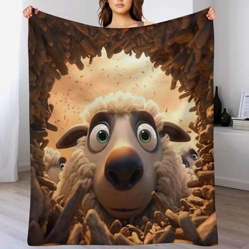 süßes Schaf Decke Flauschig, Super Warme Decke, Hochwertige Wohndecke, Weich & Komfort Flannel Decke, Wolldecke, Sofadecke, Fleecedecke, Tagesdecke （150×200cm）