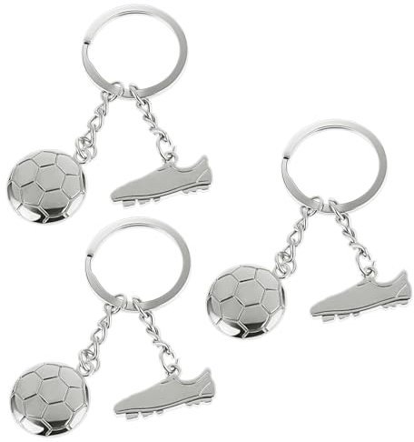3 Stück Schlüsselanhänger Fußball,Ymapinc Silber Fußball Schlüsselanhänger Fußballschuh und Ball Schlüsselanhänger Metall Fußball Anhänger Jungen Fußball Geschenke für Fußballfan Männer Jungen Frauen